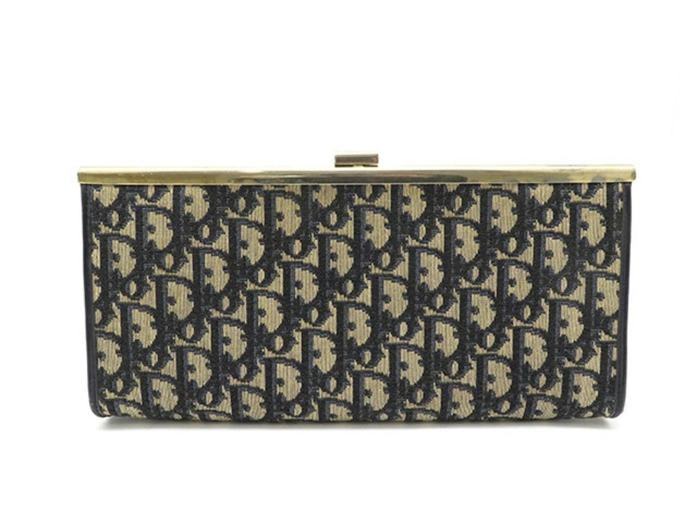 Christian Dior Trotter Clutch Bag Navy Blue Canvas